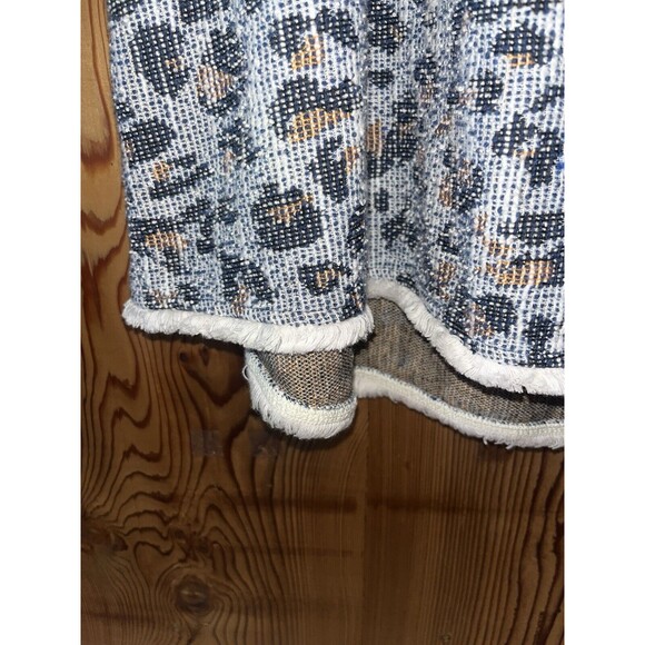 W5 Medium Halter Top Leopard Print Raw Fringe Hem Sleeveless Anthropologie Blue - Picture 4 of 7